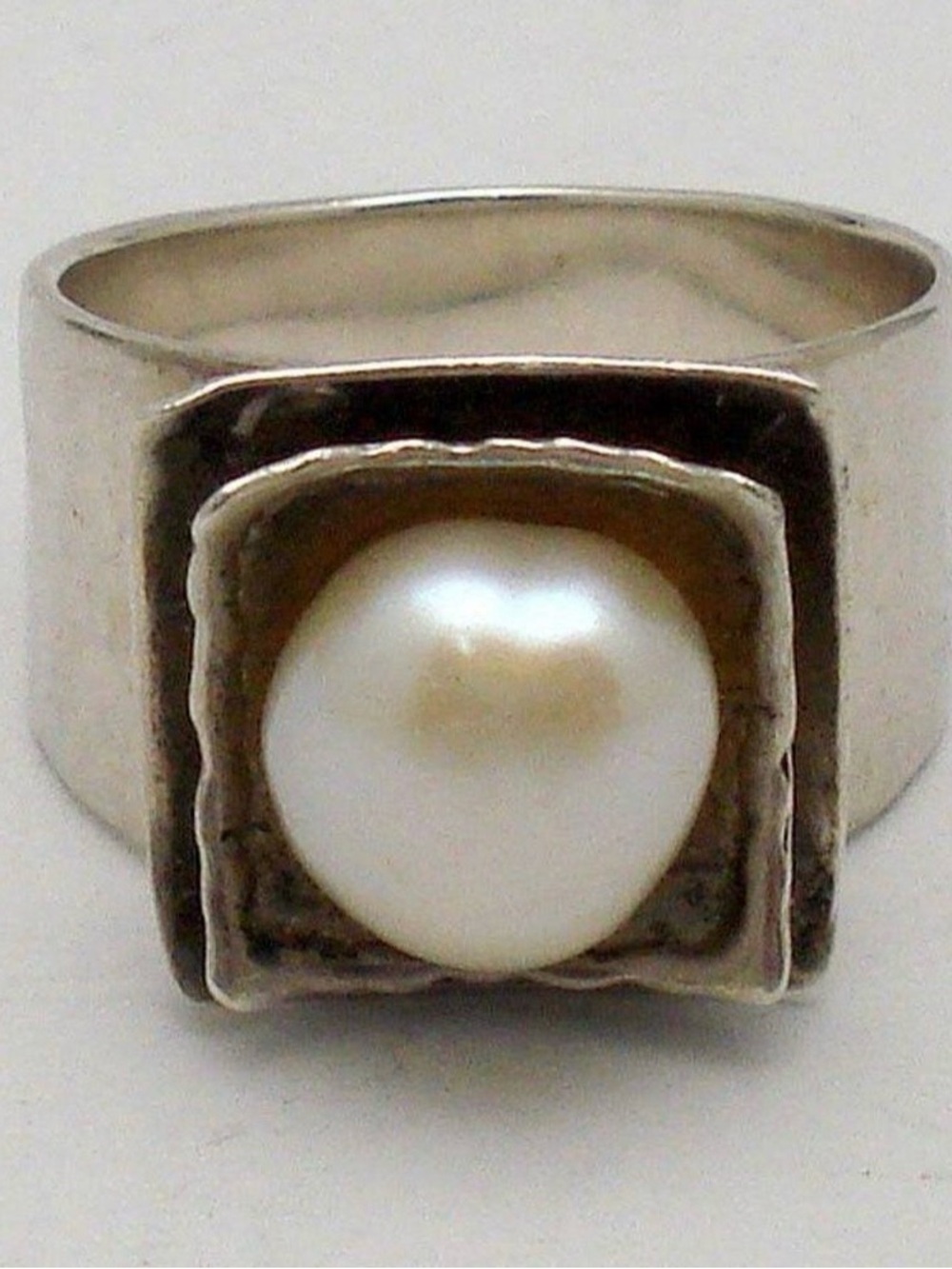 Silpada retired .925 Sterling Silver Pearl Accent Women's Ring Sz 6